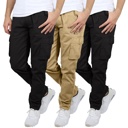 Black & Black & Khaki 30 3-Pack Men's Flex-Stretch Cotton Cargo Pants, 31-Inch Inseam - Comfortable and Durable